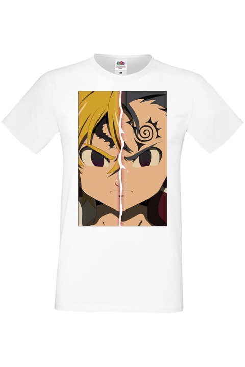 Férfi póló Manga Japan Anime Comics Tralala Manga Anime Japan Comics Animation Seven Deadly Sins The Seven Deadly Sins Meliodas 01, Fehér
