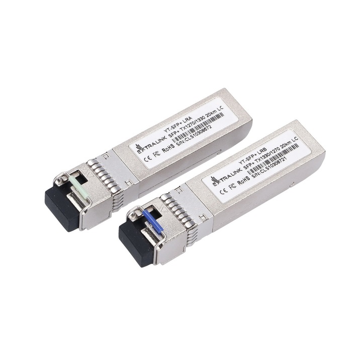 Комплект SFP+ модули Extralink, 1270/1330 nm, 2 броя, Сребрист