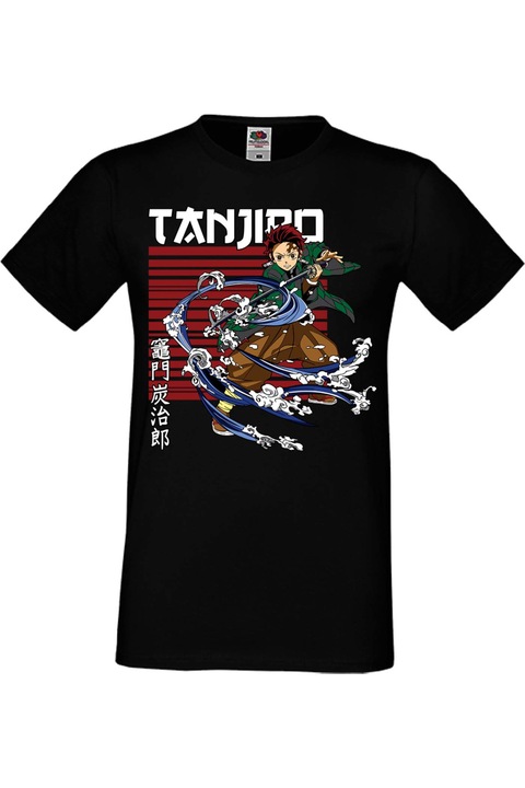 Férfi pól Manga Anime Japan Animation Demon Slayer Tanjiro Nezuko Kamado Demon Slayer Tanjiro Kamado 02v, Fekete