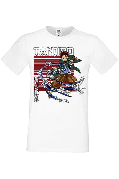 Férfi pól Manga Anime Japan Animation Demon Slayer Tanjiro Nezuko Kamado Demon Slayer Tanjiro Kamado 02v, Fehér