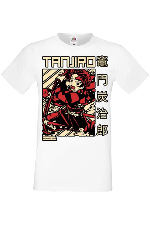 Férfi pól Manga Anime Japan Animation Demon Slayer Tanjiro Nezuko Kamado Demon Slayer Tanjiro Kamado 03v, Fehér