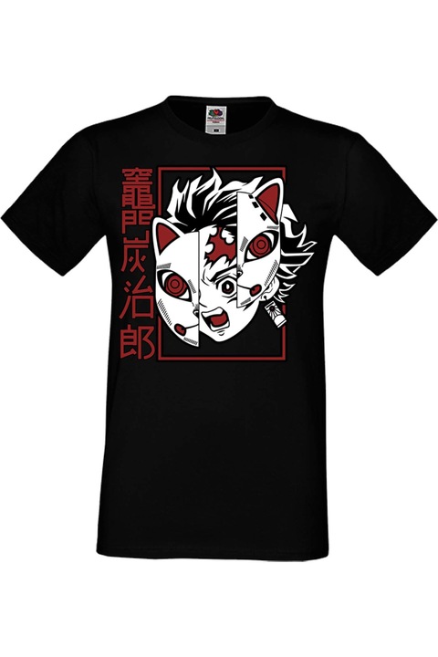 Férfi pól Manga Anime Japan Animation Demon Slayer Tanjiro Nezuko Kamado Demon Slayer Tanjiro Tonos, Fekete