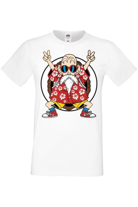 Férfi pól Manga Anime Japan Animation Dragon Ball Z Goku Roshi Krillin Vegeta Master Roshi Dragon Ball Z Master Roshi 02v, Fehér