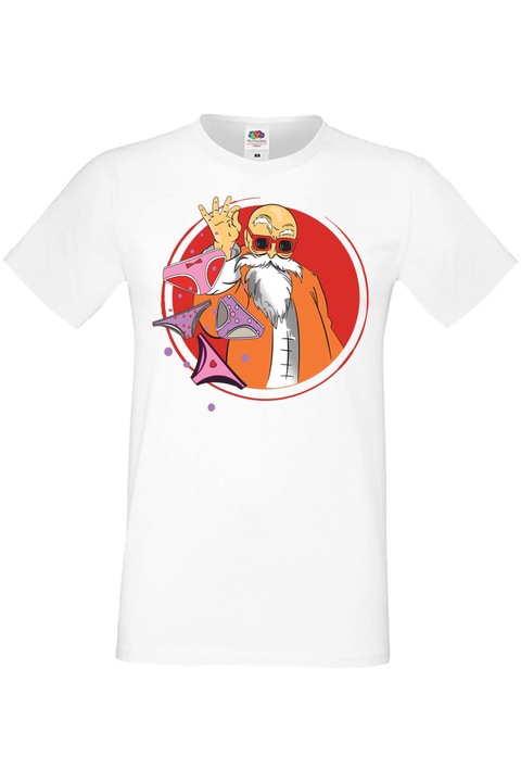 Férfi pól Manga Anime Japan Animation Dragon Ball Z Goku Roshi Krillin Vegeta Master Roshi Dragon Ball Z Master Roshi 03v, Fehér