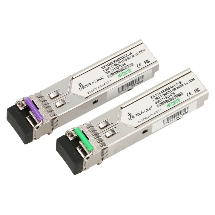 Set 2 x Modul, Extralink, SFP, Argintiu