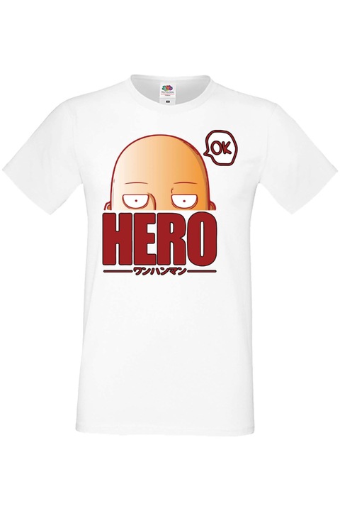 Férfi pól Manga Anime Japan Animation One Punch Man Saitama One Punch Man 01v, Fehér