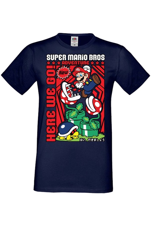 Férfi póló Manga Anime Japan Animation Comics Tralala Super Mario Bros, Tengerészkék, XL