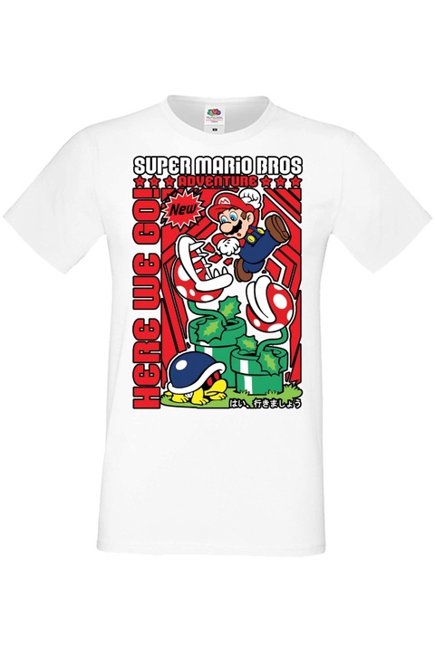 Férfi pól Manga Anime Japan Animation Super Mario bros nintendo game switch Super Mario Bros, Fehér