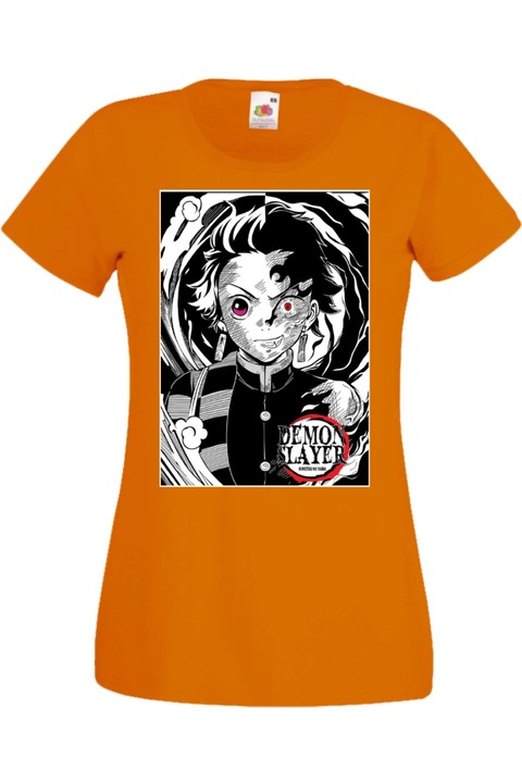 Tricou dama Japan Manga Anime Tralala Demon Slayer Tanjiro Kamado 04 Japan Animation, Portocaliu, S