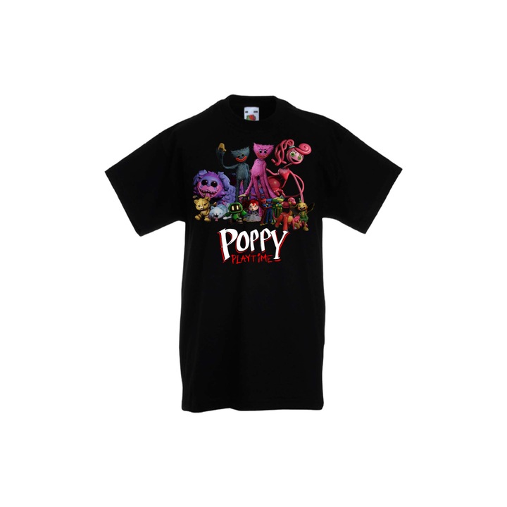 Gyermek polo Poppy Play Time Tralala Poppy Playtime Huggy Wuggy Kissy Missy Mommy Long Legs Poppy Play Time 01, Fekete