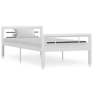 cadrului de pat metalic vidaXL, alb si negru, 90 x 200 cm, metal, 16.2 kg