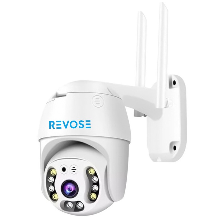 Térfigyelő Kamera 5MP REVOSE™ 2560x1920, Dedikált Alkalmazás, Intelligens Nyomkövető, PTZ, WIFI, Lan, AP hotspot, Micro SD, Forgatás, Mozgásriasztás, Beltéri és Kültéri, Fehér