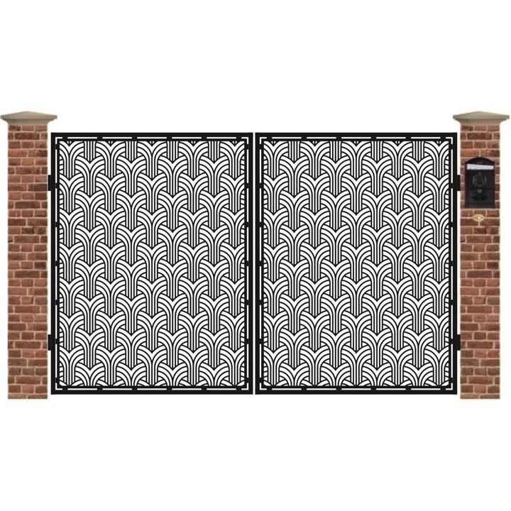 Poarta acces auto mica din tabla debitata cu plasma TOMIS 3000x1940 mm