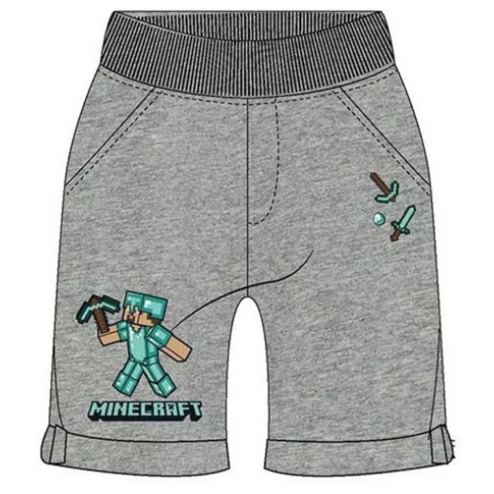 Minecraft gyerek rövidnadrág 6év szürke