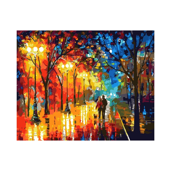 Kit de pictura dupa numar, Foska, Walk, 40 x 50cm, Multicolor