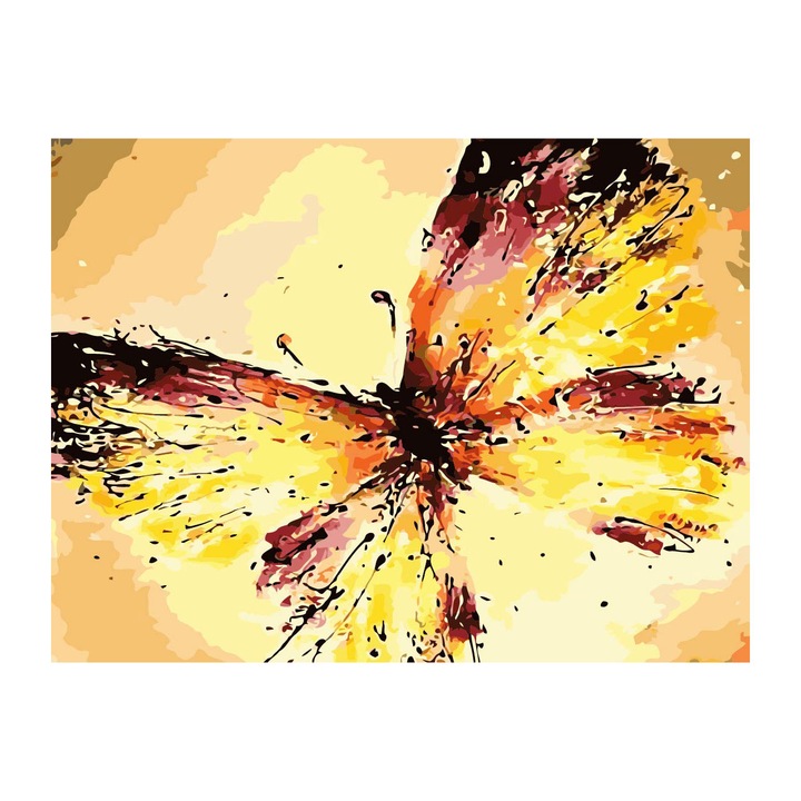 Kit de vopsea cu numere, Foska, Butterfly, 40 x 50cm, Galben