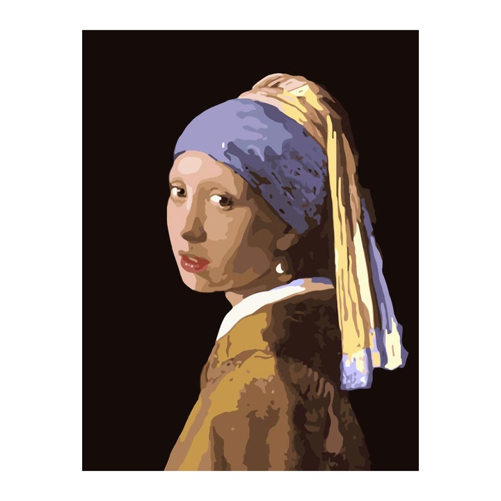 Kit de vopsea cu numere Girl, Foska, 40 x 50 cm, Multicolor