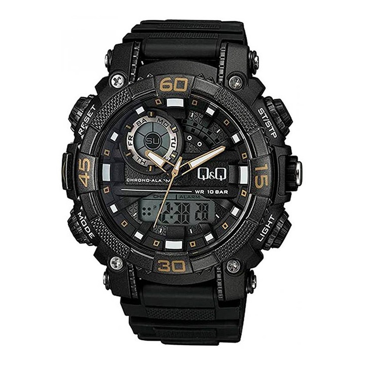 Q&Q férfi digitális karóra, quartz, fekete színű tok, fekete színű szíj, GW87J013Y