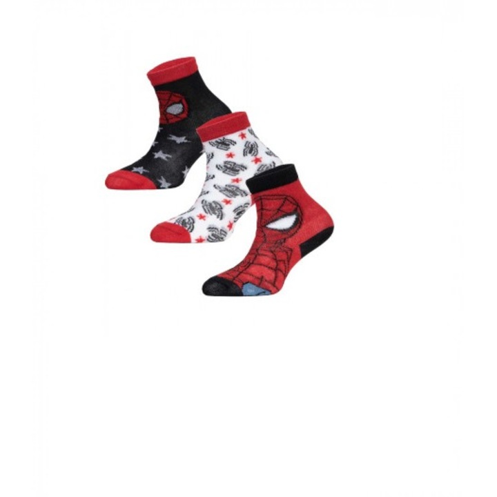 Комплект от 3 чифта детски чорапи, Спайдърмен, Многоцветен, 31-34 EU
