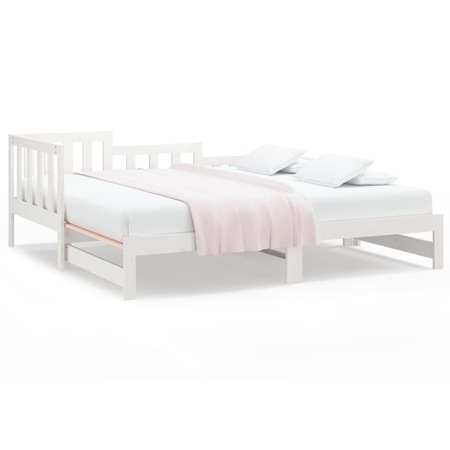 Pat de zi extensibil vidaXL, alb, 2x(90x200) cm, lemn masiv de pin