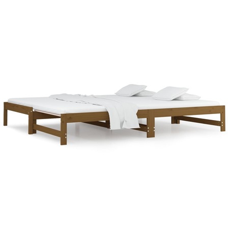 Pat de zi extensibil vidaXL, maro miere, 90x190 cm, lemn masiv pin