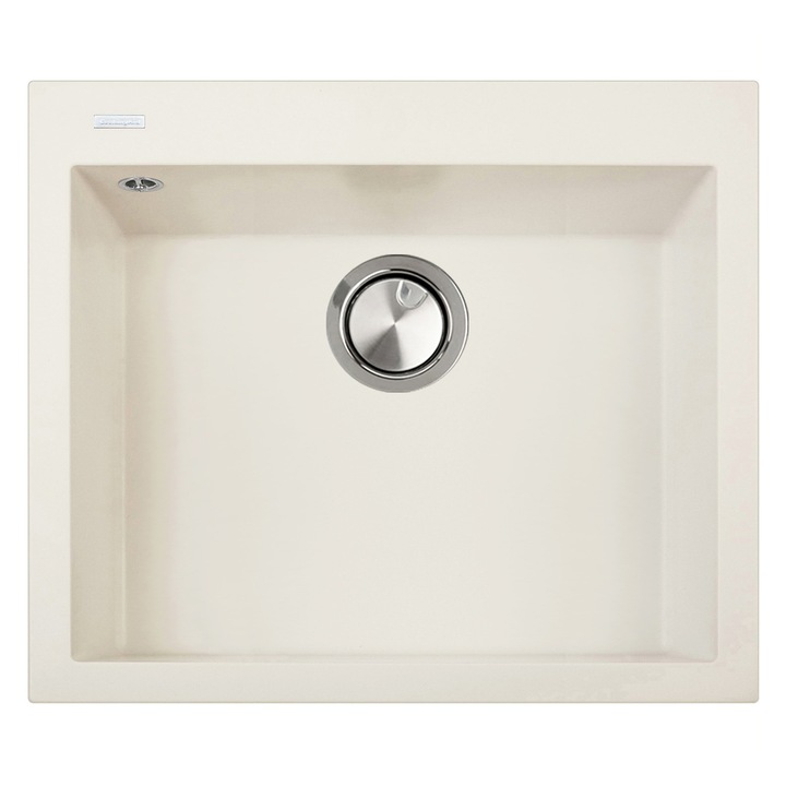 Chiuveta bucatarie granit CookingAid Cube ON6010 Jasmine, 600*510*200mm, culoare alba galbui, cu accesorii montaj