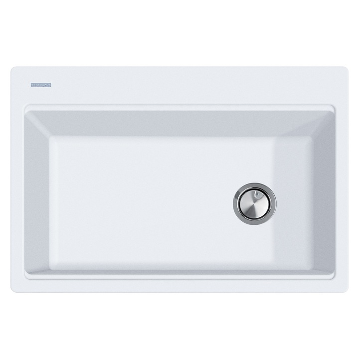 Chiuveta bucatarie granit CookingAid Cube ON3322 Alba, 838*559*244mm, Polar White, cu accesorii montaj