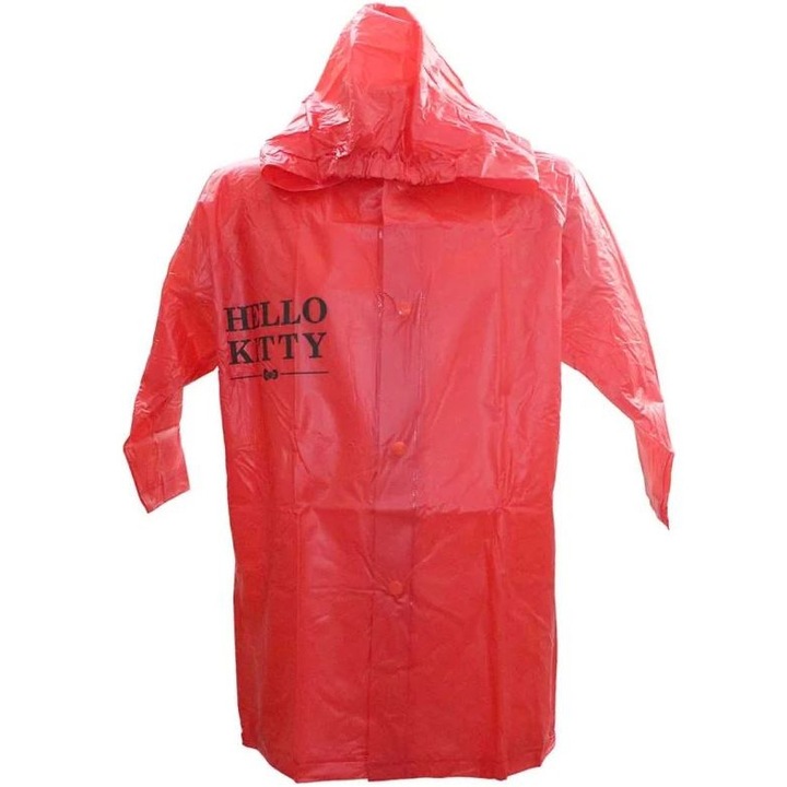 Pelerina ploaie cu gluga PVC Hello Kitty 14553, Rosu
