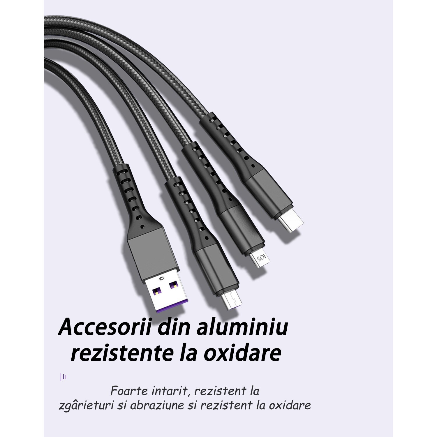 3n1 кабел за данни, Wieysdoo, найлон, бързо зареждане, USB/USB-C ...