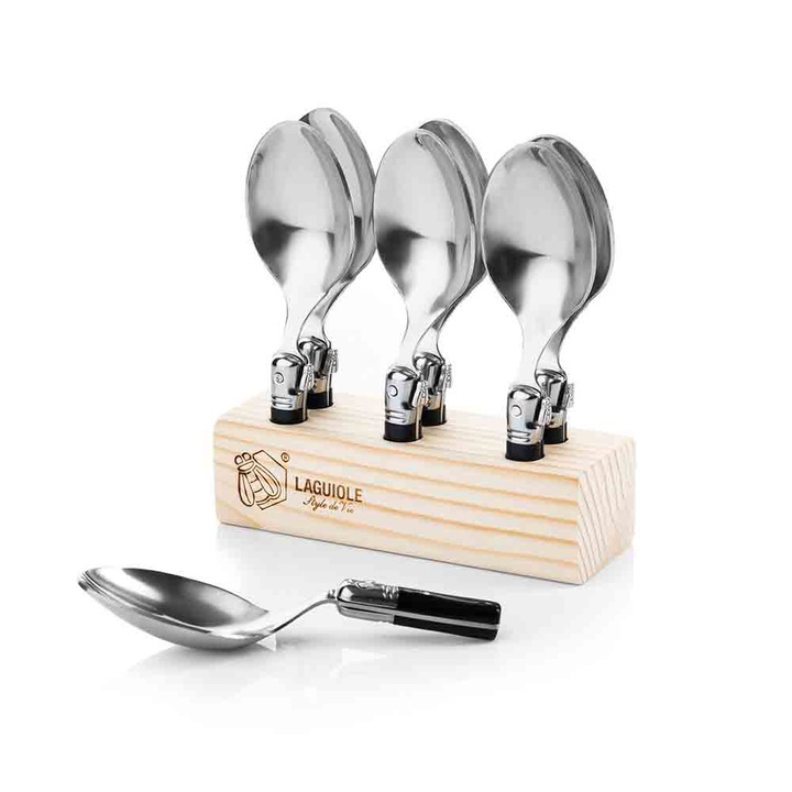Set 6 linguri cocktail Style de Vie Laguiole, Argintiu/Negru