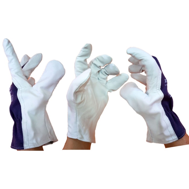Manusi de protectie, Artmas, Piele naturala, TOPER, XL, Alb/Albastru