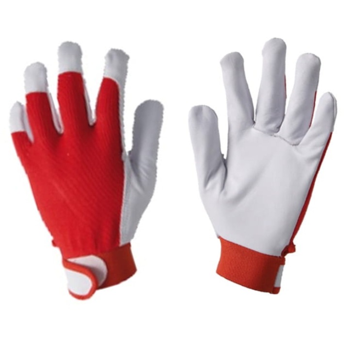 Manusi de protectie, Artmas, Piele naturala, L, Alb/Rosu