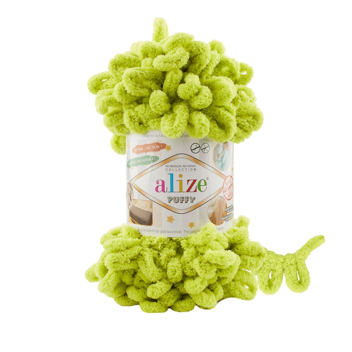 Fir Textil Alize Puffy 471, pentru crosetat si tricotat, acril, verde, 9.2 m