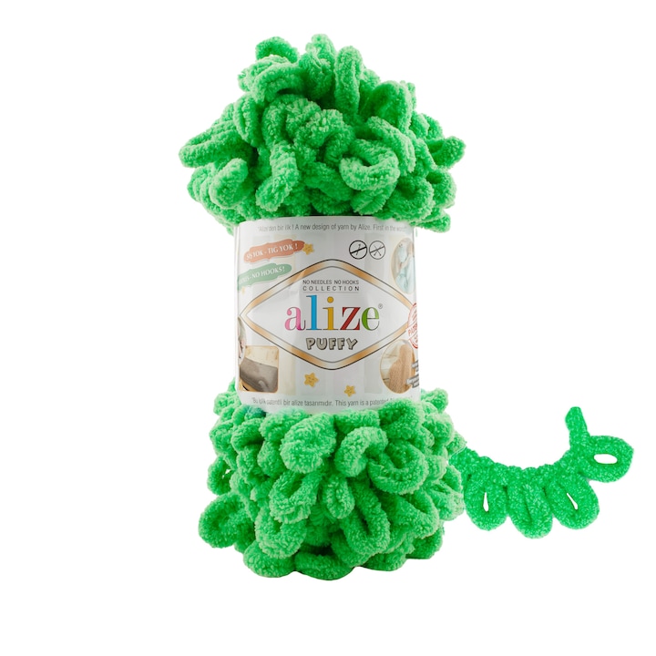 Fir Textil Alize Puffy 778, pentru crosetat si tricotat, acril, verde, 9.2 m
