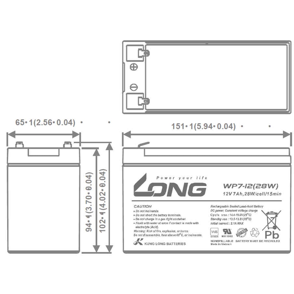 Baterie WP7-12 28W F1 LONG, 12V 7Ah, 28W, borne F1 - eMAG.ro