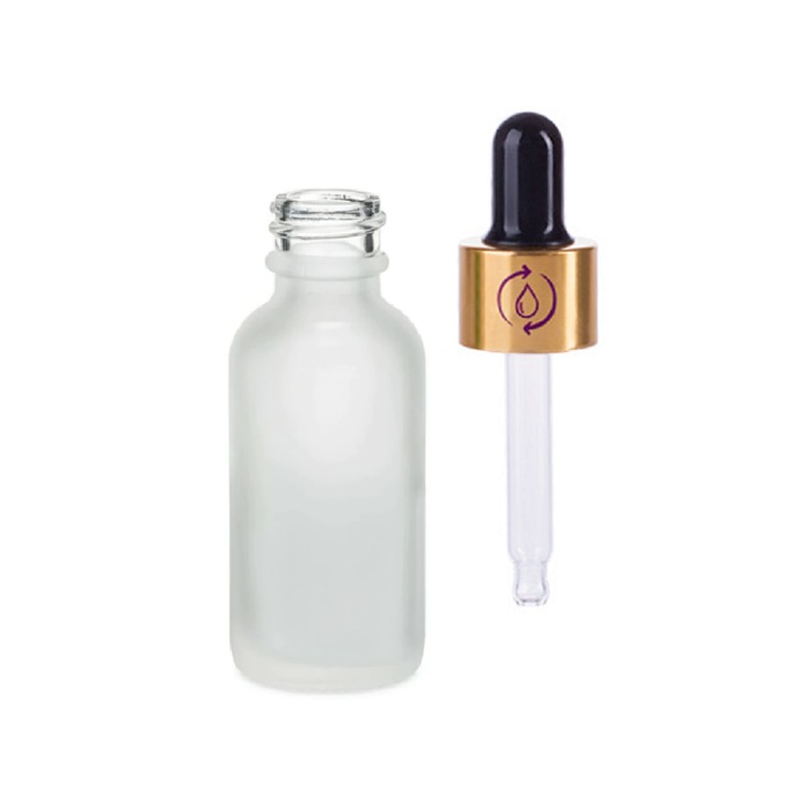 DROPY Vastag üveg kozmetikai tartály, üveg pipettával, illóolajokhoz, keverékekhez, szérumokhoz, 15 ml, gyöngyház fehér