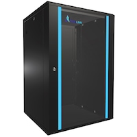 Dulap rack 19", Extralink 18U 600x600 mm negru, server, montare pe perete sau pe podea, 19’’ standard, pentru servere, switchuri si echipamente de retea, constructie profesionala din otel, usi din sticla, panouri laterale detasabile