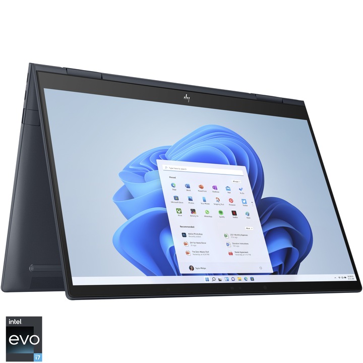 Laptop ultraportabil HP ENVY x360 13-bf0016nn cu procesor Intel® Core™ i7-1250U pana la 4.70 GHz, Touch, 13.3 WUXGA IPS, 16GB, 512GB SSD, Intel® Iris® Xe Graphics, Windows 11 Home, Space Blue