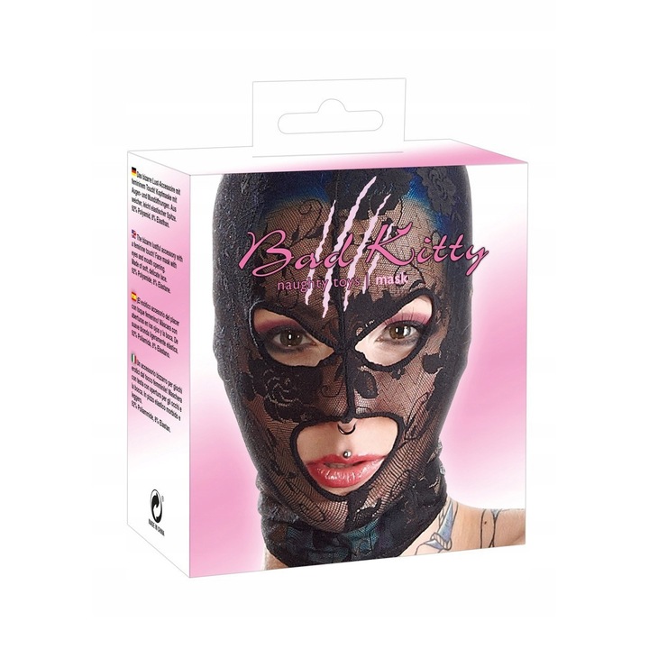 Маска за лице, Bad Kitty, Полиамид, Черна