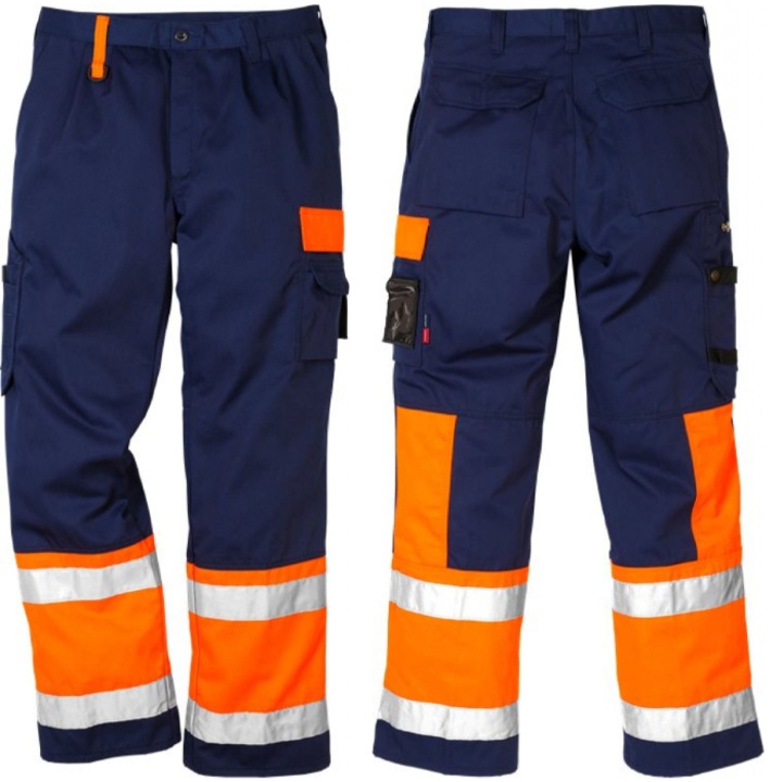 Работни панталони със светлоотразителни ленти Fistads Kansas, оранжево/черно