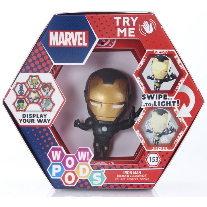 Figurina Wow! Pods - Marvel, Iron Man, negru/auriu