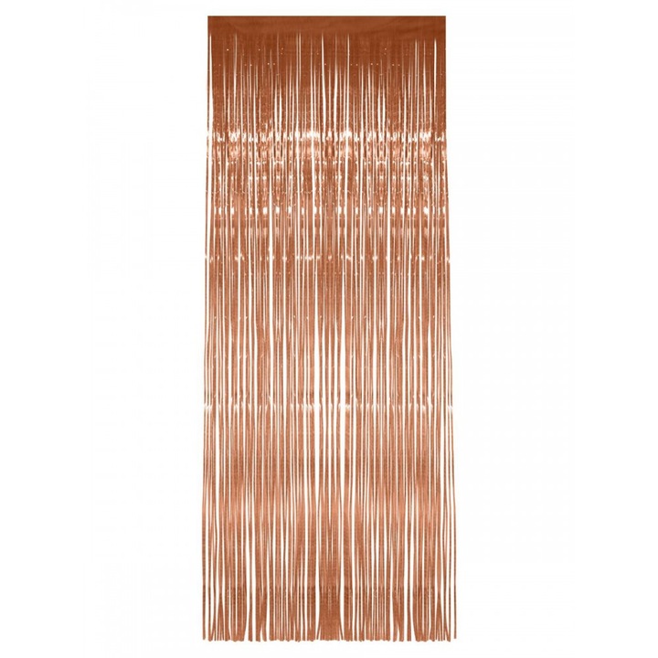 Декоративна завеса от метално фолио розово златиста 90 х 240 см