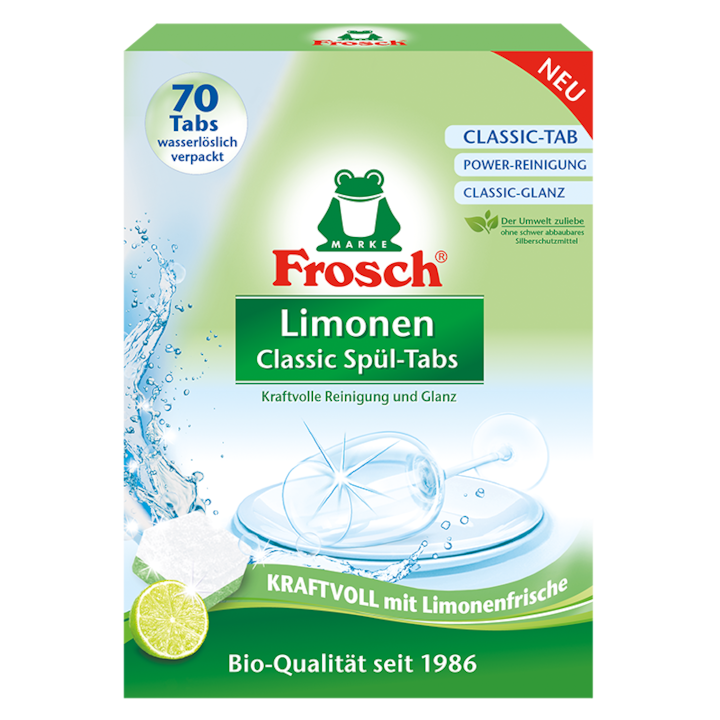 Екологичен препарат за съдомиялна Frosch Lemon Classic, 70 таблетки