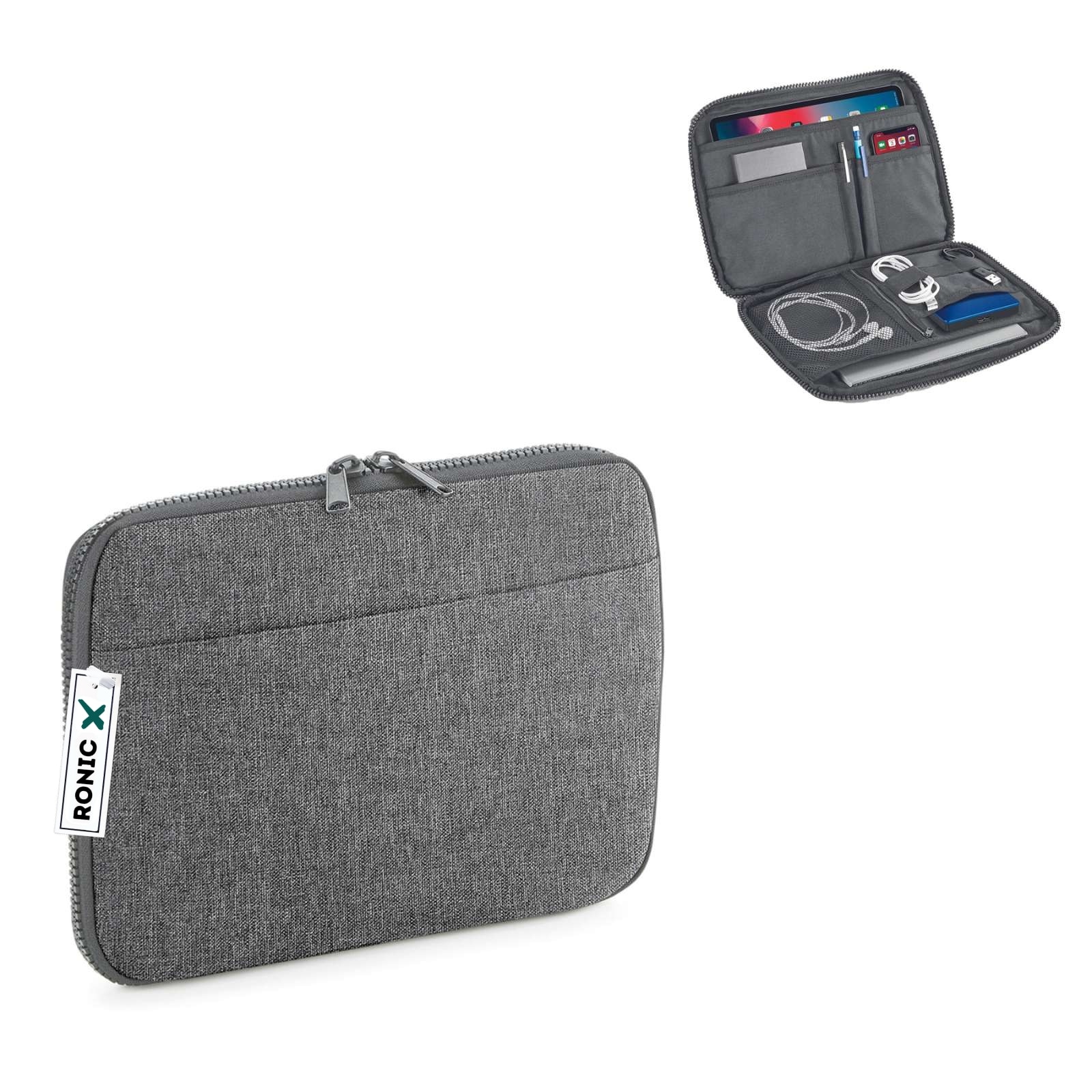 Husa de tableta Essential Tech Organiser, pentru iPad si accesorii, compatibila Apple iPad 10.2 (2022. 2021, 2020, 2019), Apple iPad Air (2019), Apple iPad Air, Apple iPad Pro 11, Apple iPad 9.7 (2018), 30 x 22 x 2 cm, gri