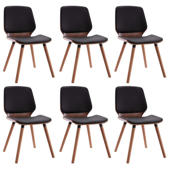 Scaune de sufragerie vidaXL, 6 buc., negru, piele ecologica, 14.2 Kg 3054803