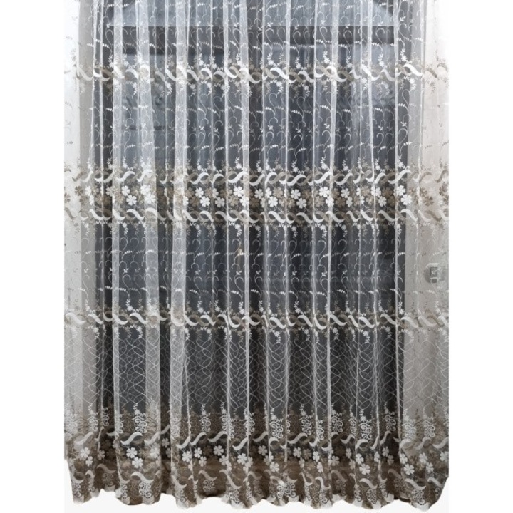 Бродирана завеса MASTEL 350x245cm слонова кост-бежово модел BR6 изработена с режанс