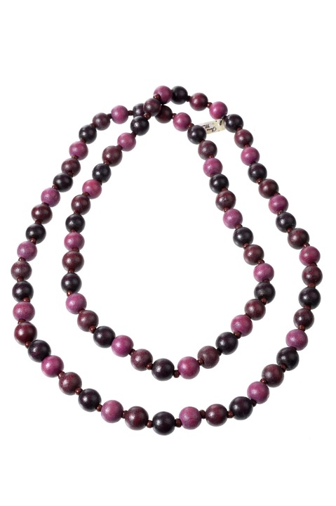 Colier din lemn, Gloria Maris, 93459 Ciclam inchis, 52 cm