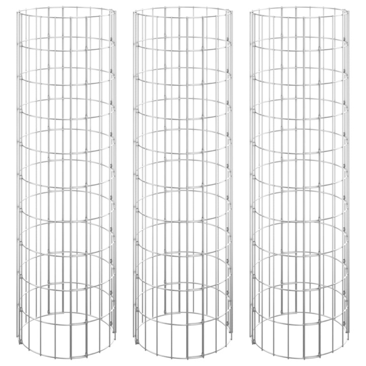 Комплект Габион кръгли повдигнати лехи vidaXL, 3бр, Стомана, 30 x 100см