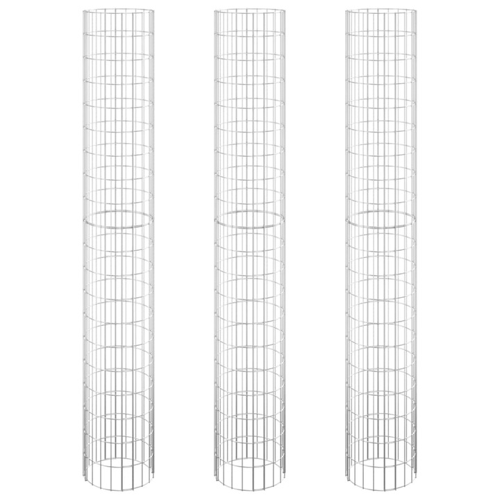 Комплект Габион кръгли повдигнати лехи vidaXL, 3бр, Стомана, 30 x 200см
