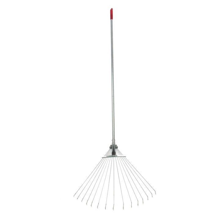 Levélgereblye, Dupu, kihúzható fogakkal, acél, háztartási használatra, fém farokkal, 15 fog, 120 cm